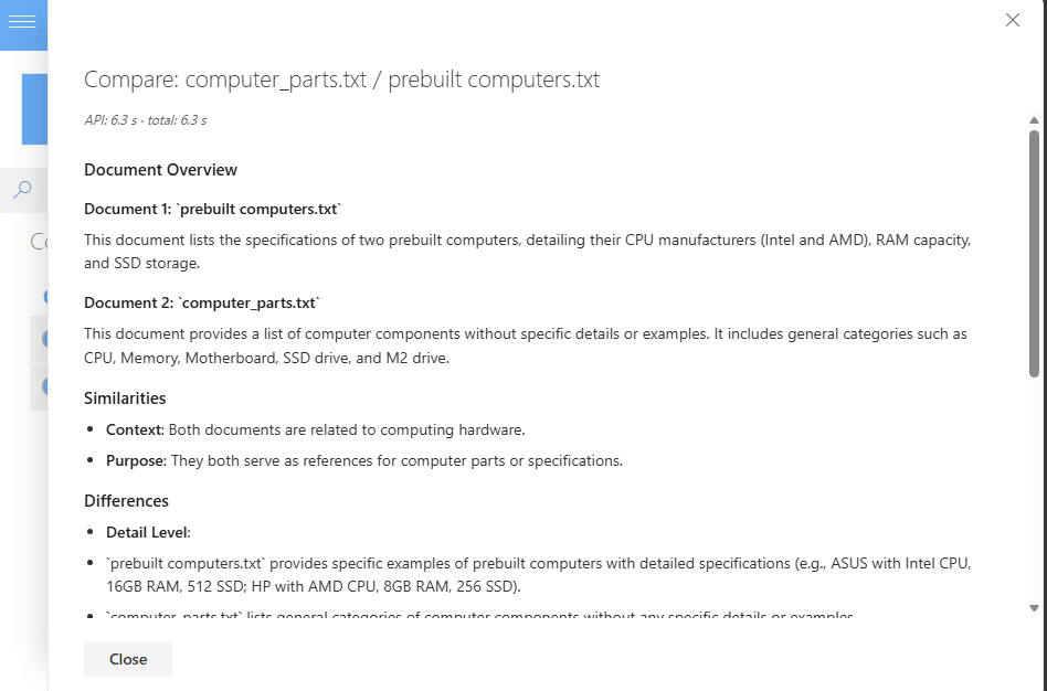 Compare two documents
